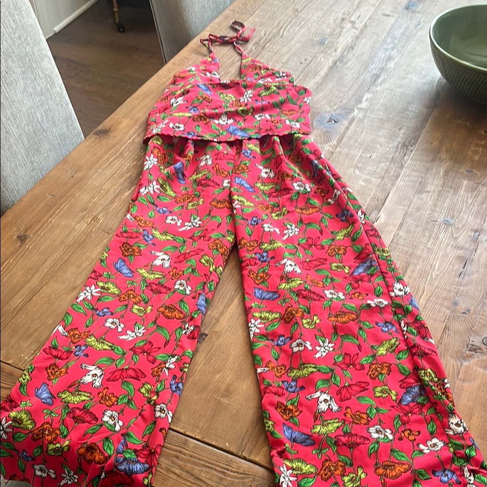 Philosophy Red and Green Jumpsuit Vibrant and Comfortable